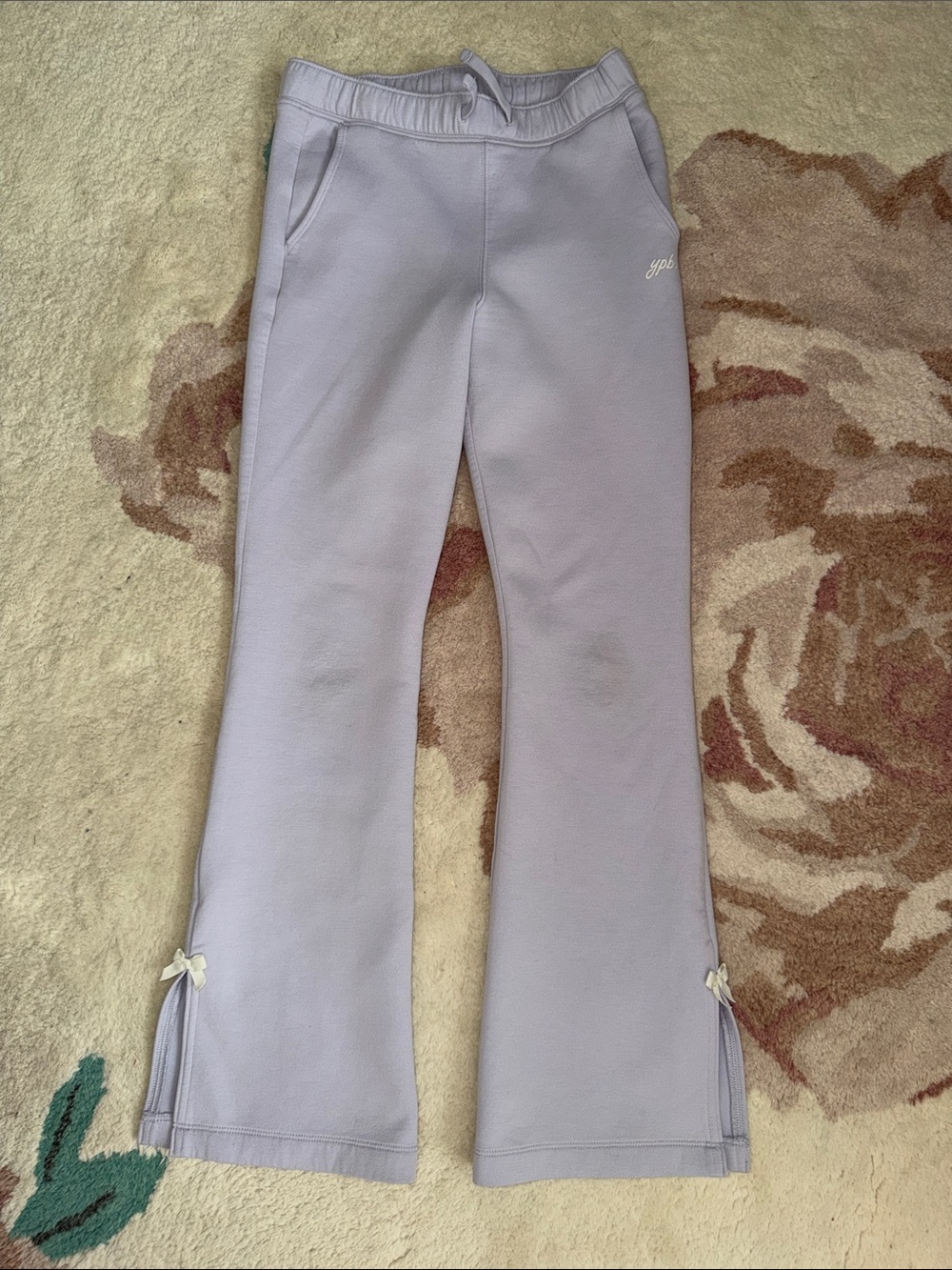 abercrombie kids Lavender Flare Sweatpants with Hem Bows